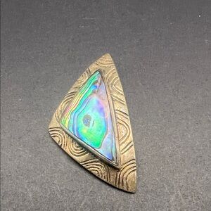 Elegant Abalone and Gold-Tone Triangle Brooch